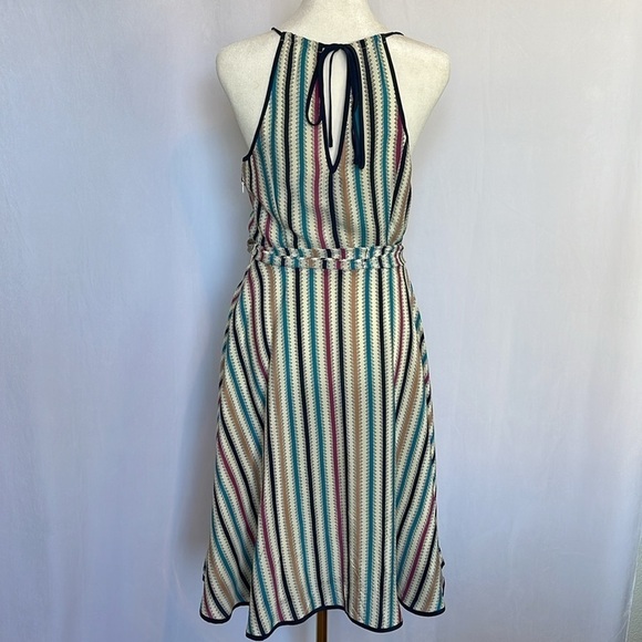 Anthropologie "Girls From Savoy" Midi Striped Silk Dress Sz 4 Coastal Party EUC - Picture 6 of 14